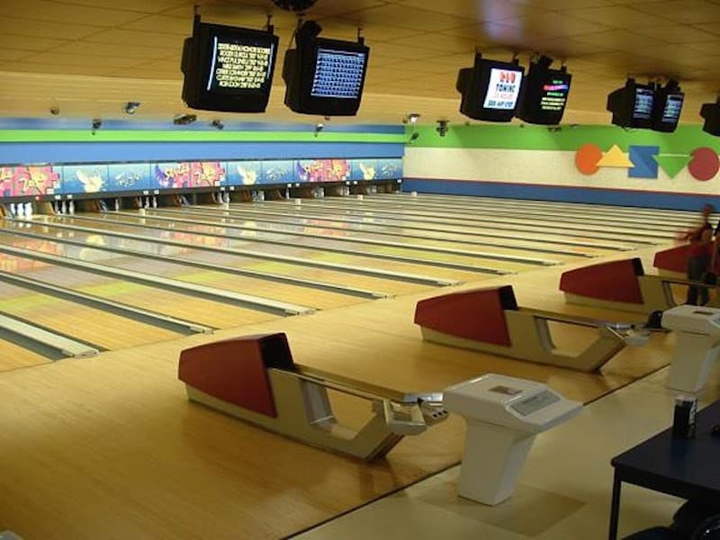 Interior view of Harbor Lanes Bowling Center bowling alley