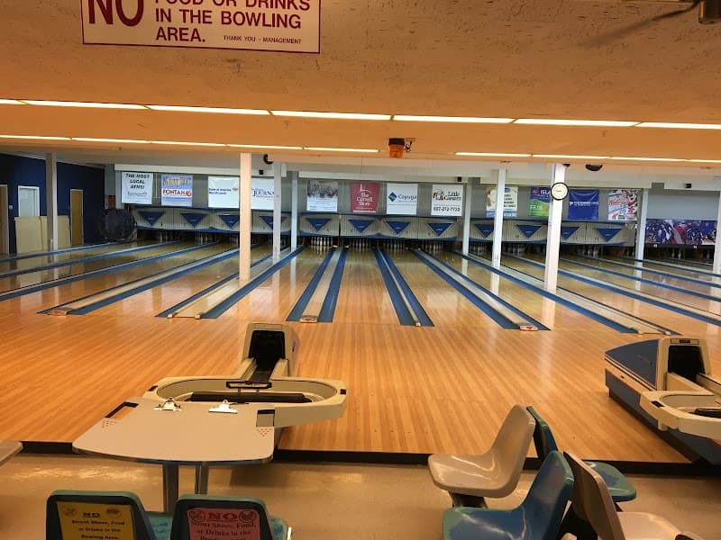 Interior view of Helen Newman Bowling Center bowling alley