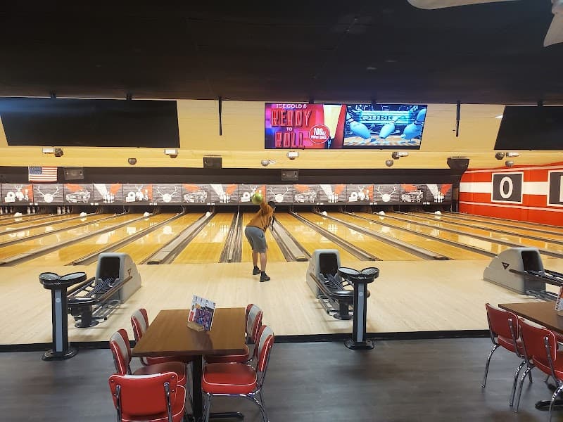 Interior view of Hiester Lanes bowling alley