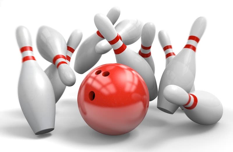 Interior view of Highland Park Lanes bowling alley