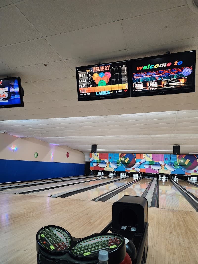 Interior view of Holiday Lanes bowling alley