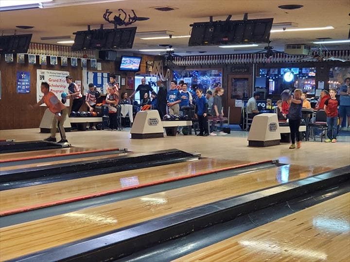 Interior view of Hometown Lanes & Sports Bar bowling alley
