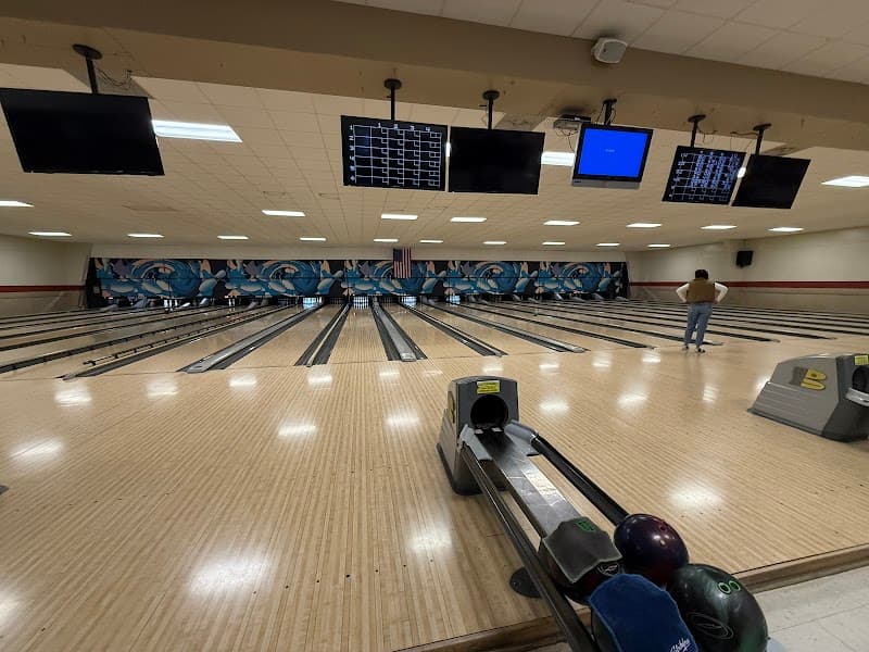 Interior view of Hub Lanes bowling alley