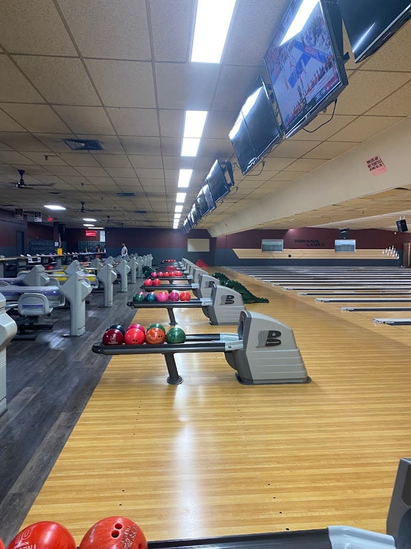 Interior view of Hudson Lanes bowling alley