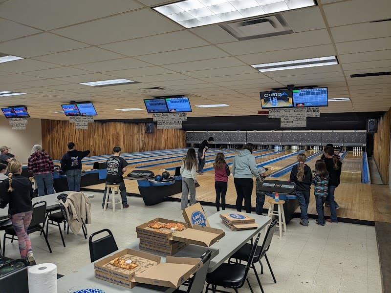 Interior view of J & J Lanes bowling alley