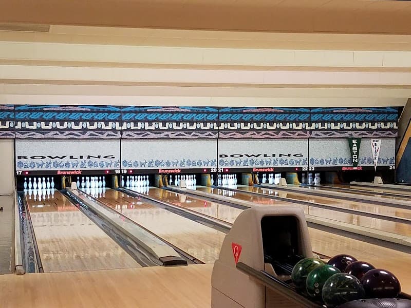 Interior view of Jugs Bowling Center bowling alley