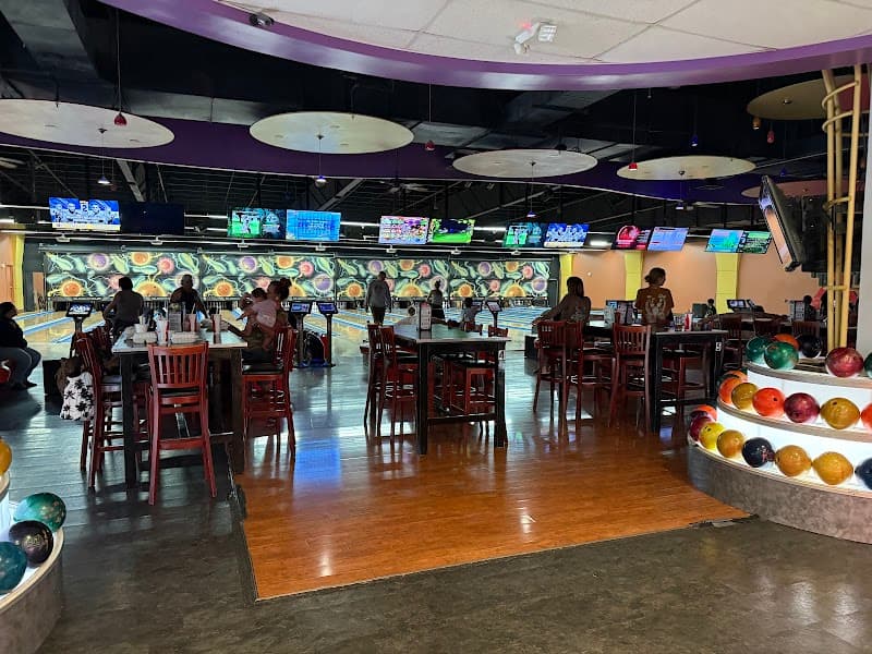 Interior view of KBXtreme bowling alley