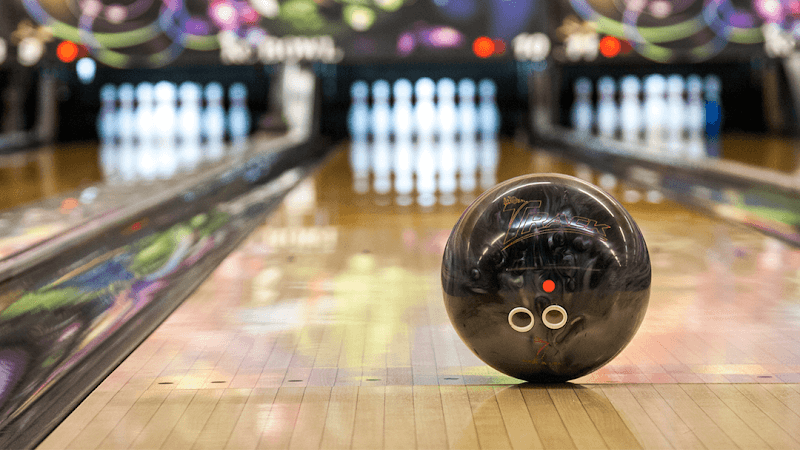 Interior view of KC Bowl bowling alley
