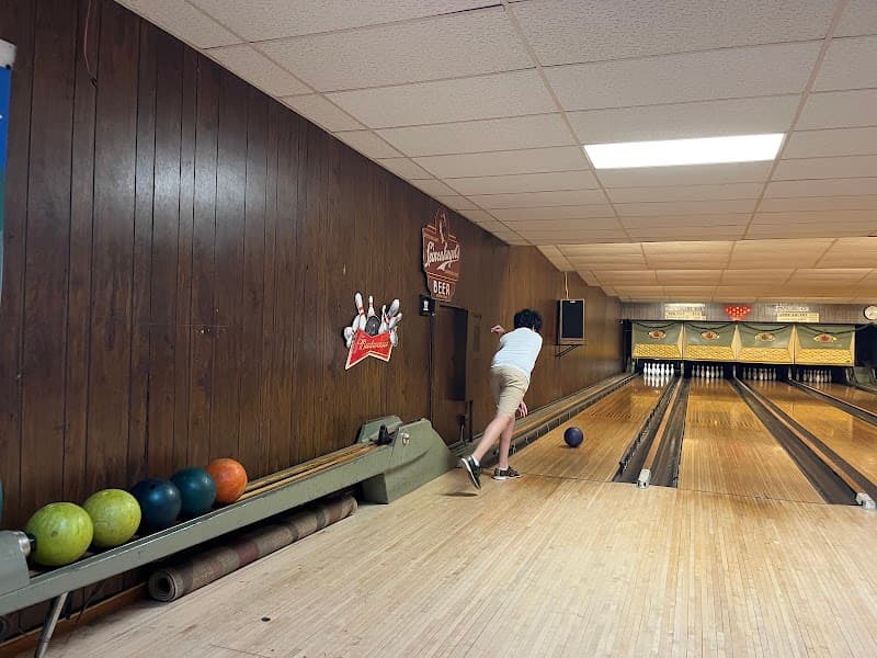 Interior view of King-Pin Lanes bowling alley
