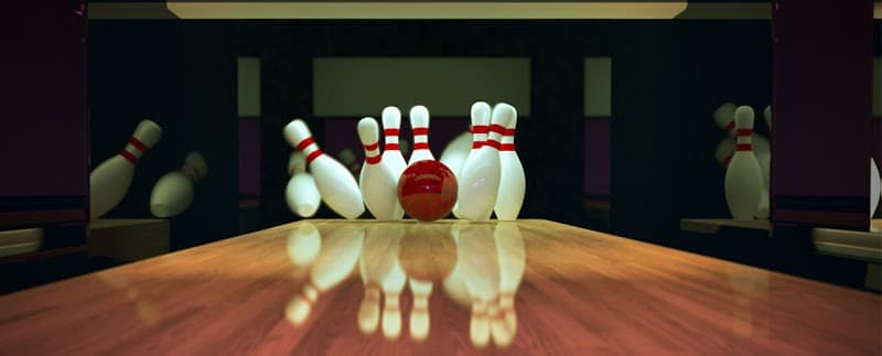 Interior view of King Pin Lanes bowling alley