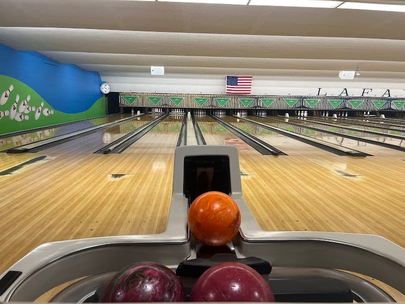 Interior view of Lafayette Lanes bowling alley