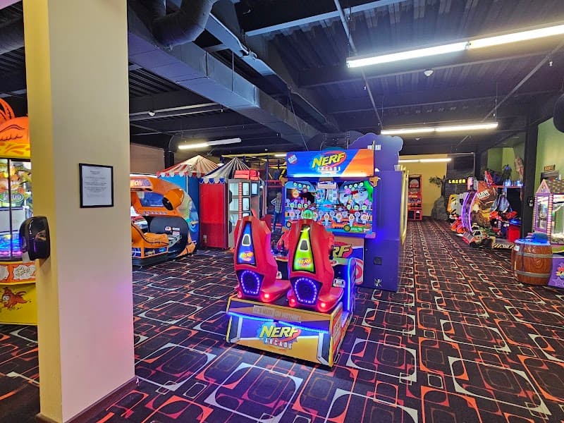 Interior view of Lake George Lanes & Games bowling alley