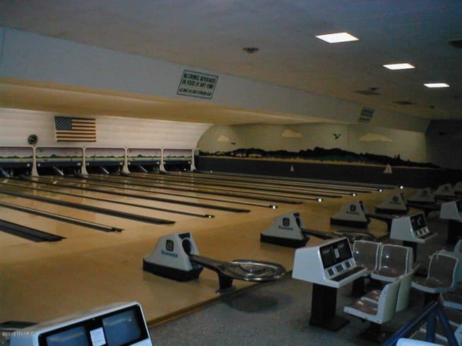 Interior view of Lakeshore Lanes bowling alley