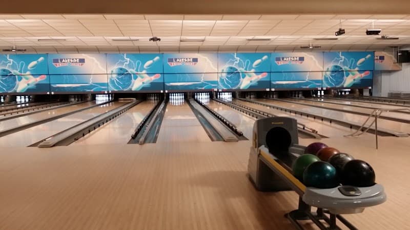 Interior view of Lakeside Social bowling alley