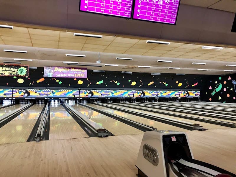Interior view of Lakewood Lanes bowling alley