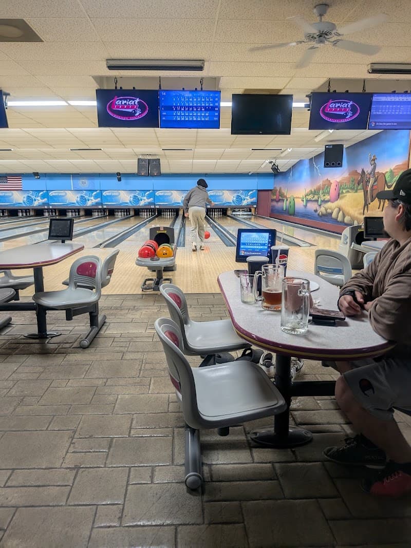 Interior view of Lariat Lanes bowling alley