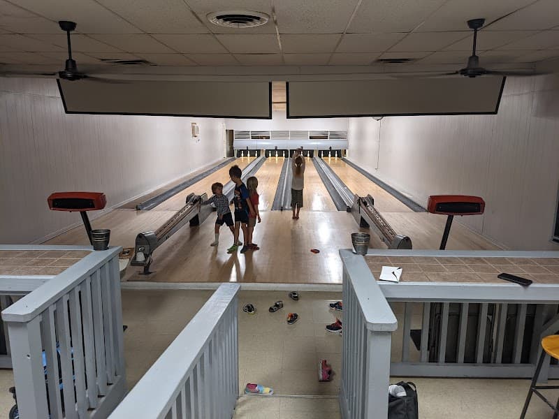 Interior view of Laubach Bowling Club bowling alley