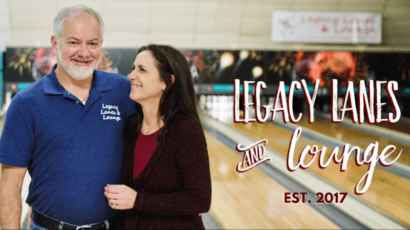 Interior view of Legacy Lanes & Lounge bowling alley