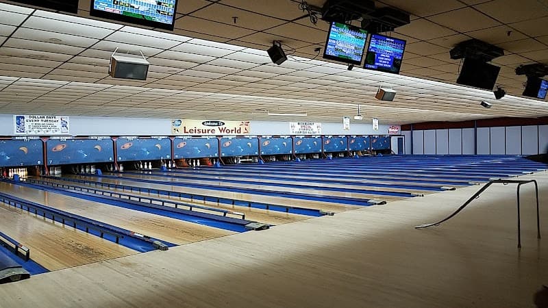 Interior view of Leisure World Lanes bowling alley