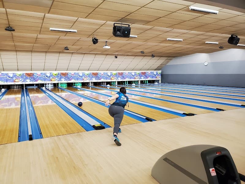 Interior view of Lessard Lanes bowling alley