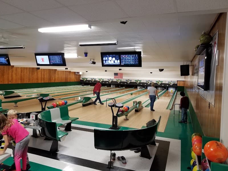 Interior view of Liberty Lanes bowling alley
