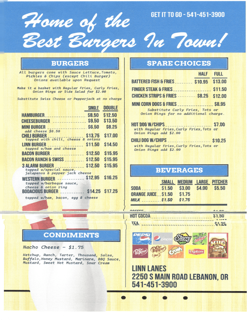 Interior view of Linn Lanes - Head Pin Restaurant bowling alley