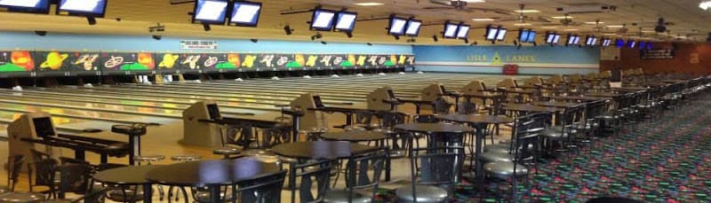 Interior view of Lisle Lanes bowling alley