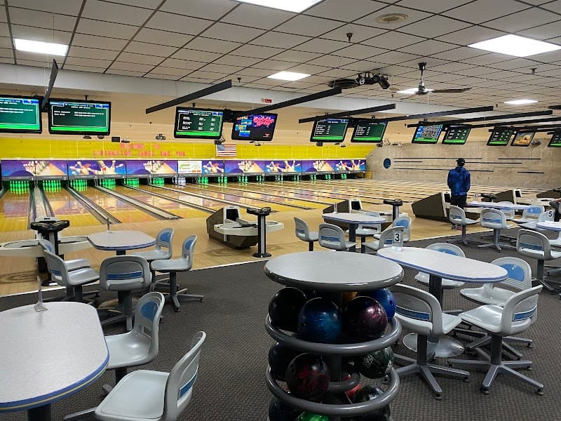 Interior view of Livingston Lanes & Pub bowling alley