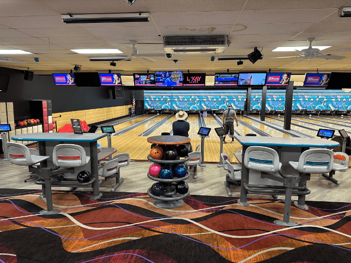 Interior view of Lokay Lanes bowling alley