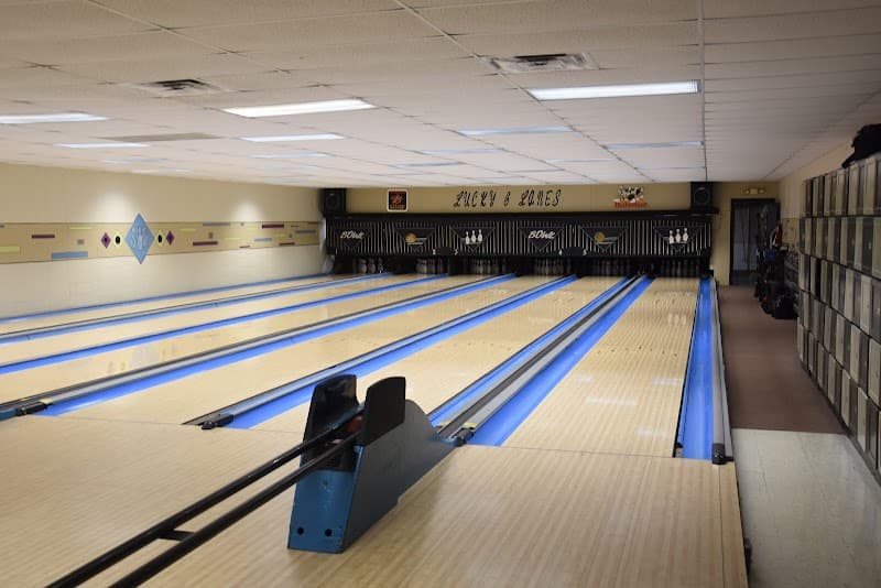 Interior view of Lucky 6 Lanes bowling alley