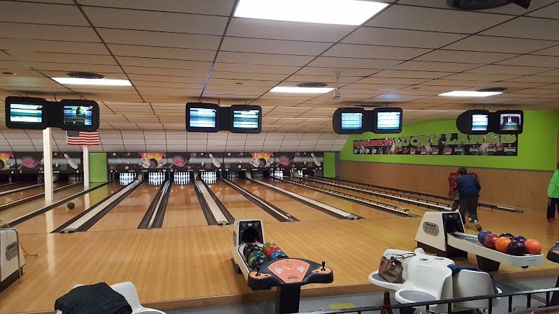 Interior view of Lucky Lanes bowling alley