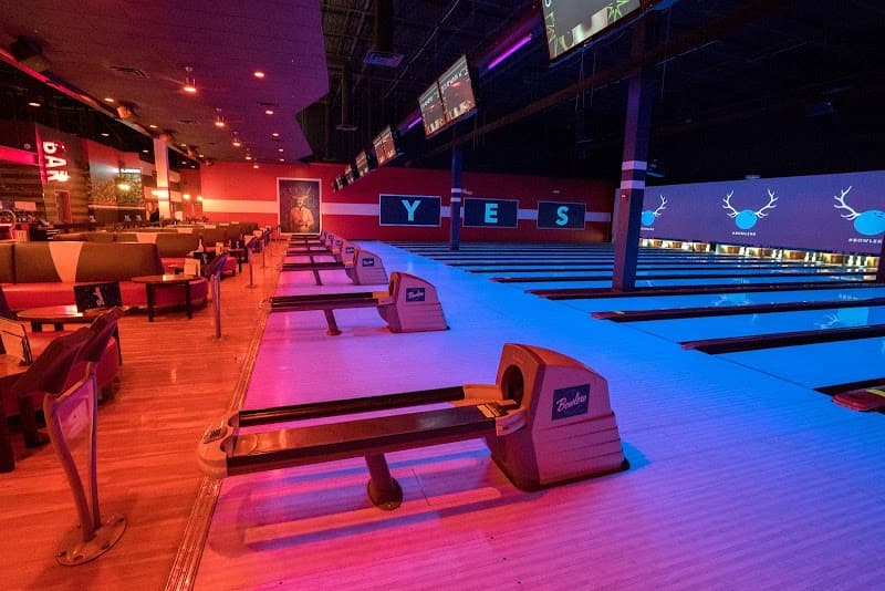 Interior view of Lucky Strike Algonquin bowling alley