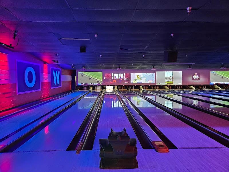 Interior view of Lucky Strike Columbia bowling alley