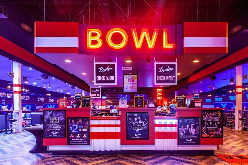 Interior view of Lucky Strike Gilbert bowling alley