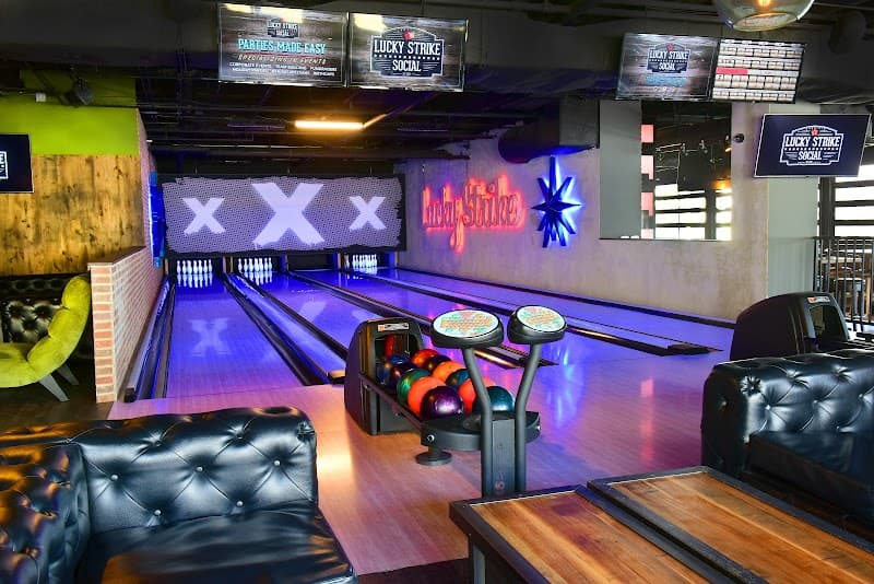 Interior view of Lucky Strike Honolulu bowling alley