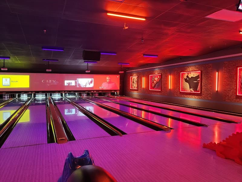 Interior view of Lucky Strike Jupiter bowling alley