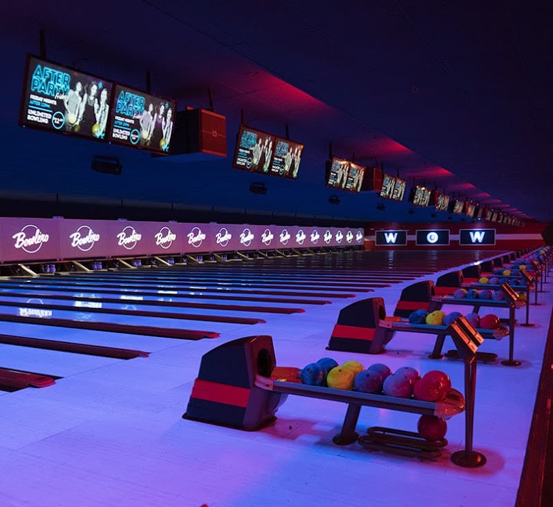 Interior view of Lucky Strike Naperville bowling alley