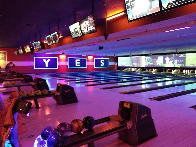 Interior view of Lucky Strike Rancho Cucamonga bowling alley