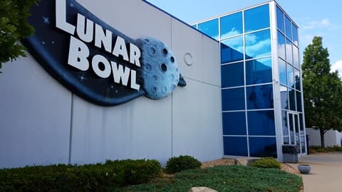 Interior view of Lunar Bowl bowling alley