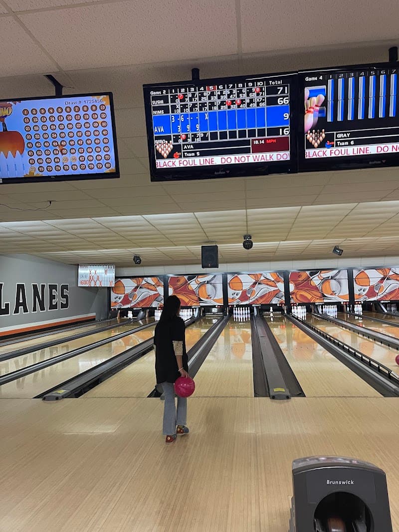 Interior view of Luray Lanes bowling alley