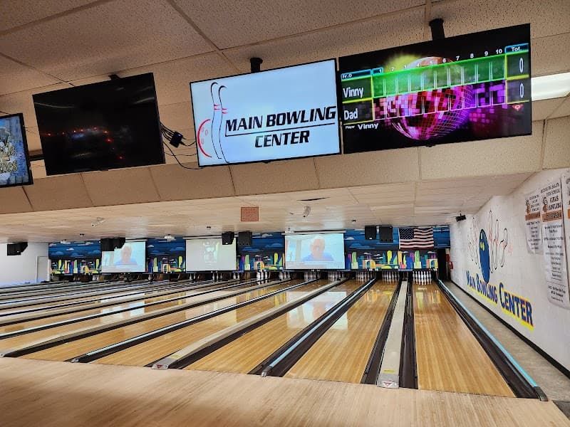 Interior view of Main Bowling Center bowling alley