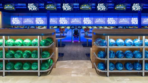 Interior view of Main Event Austin bowling alley