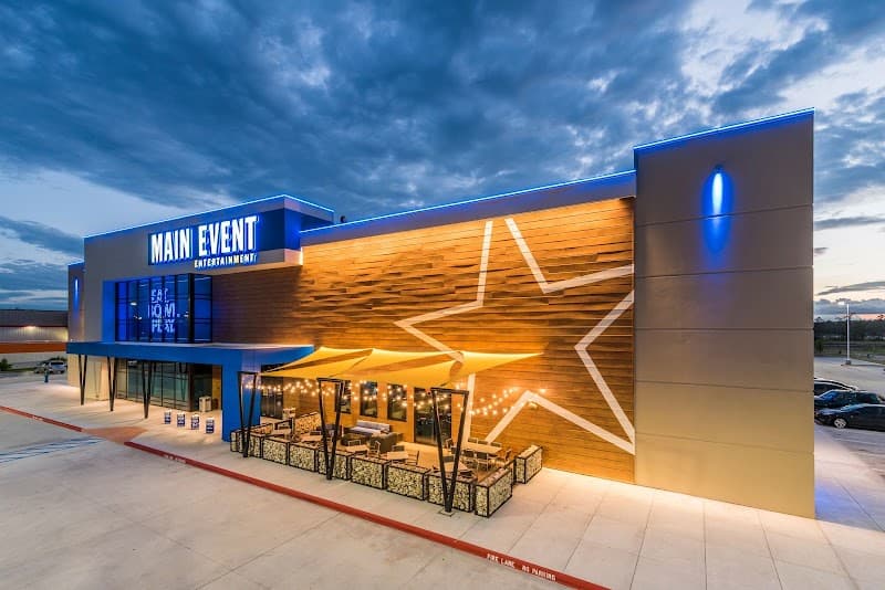 Interior view of Main Event Humble bowling alley