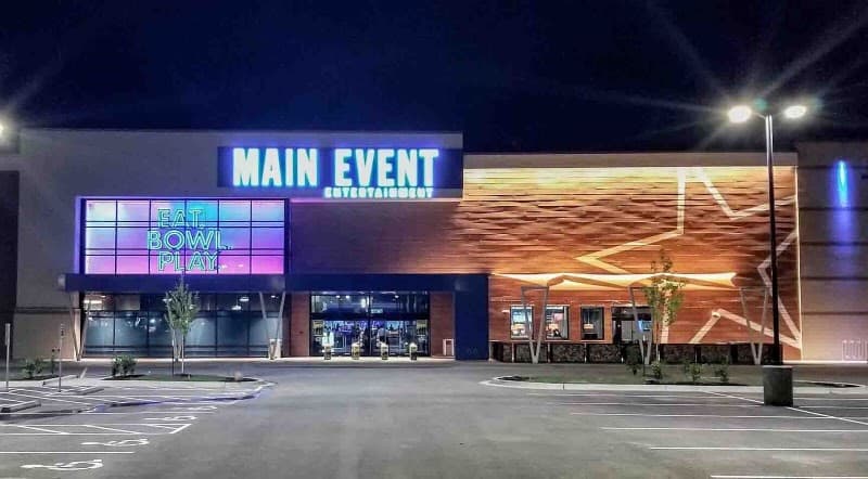 Interior view of Main Event Kansas City North bowling alley