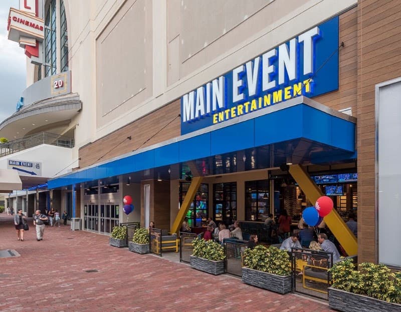 Interior view of Main Event Orlando bowling alley