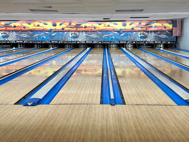 Interior view of Manor Lanes Bowling and Sports Den Pub bowling alley