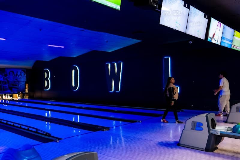Interior view of Maple Lanes Lakeland bowling alley