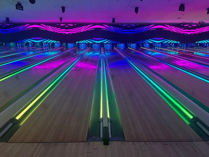 Interior view of Maplewood Lanes bowling alley