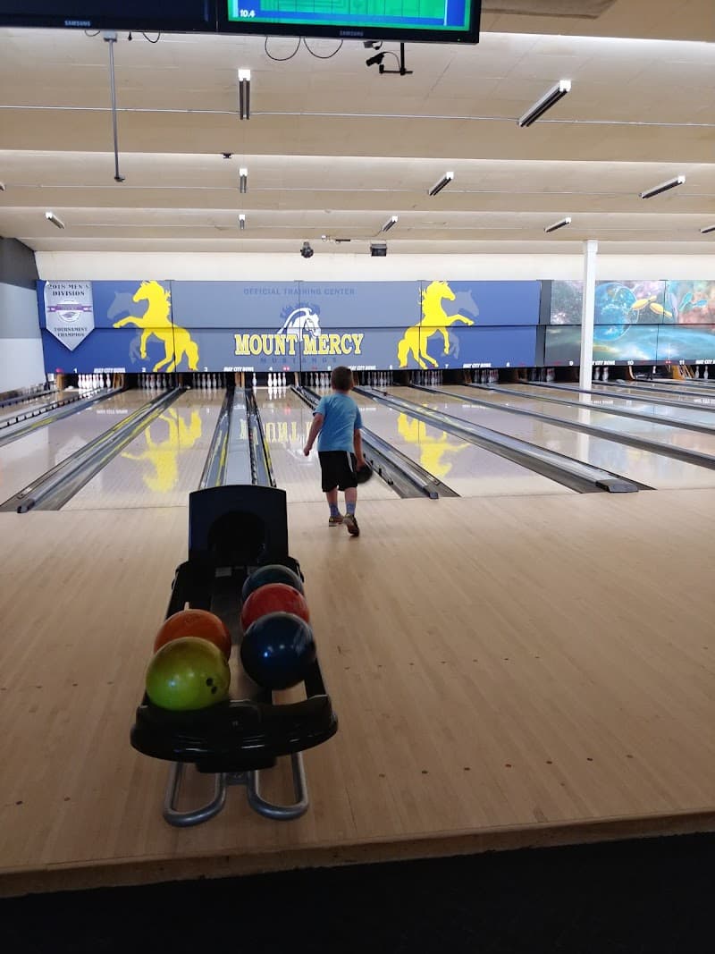 Interior view of May City Bowl bowling alley