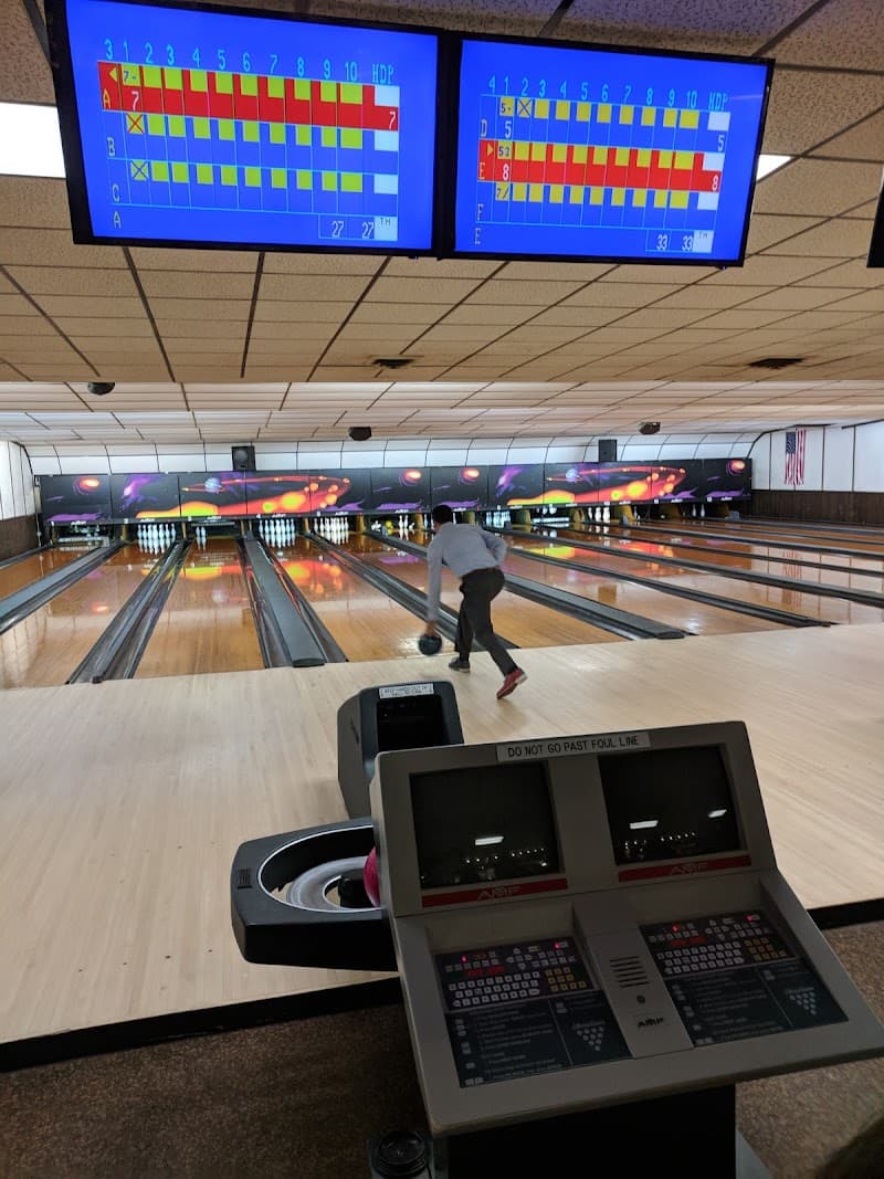 Interior view of McBo's Lanes bowling alley